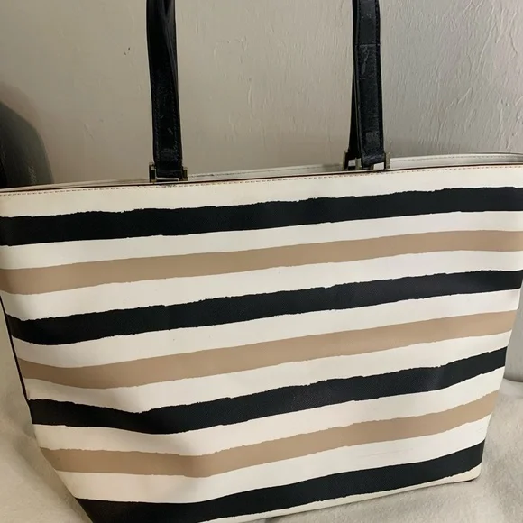 Kate Spade Jules Grant Street Tote Grainy Vinyl Striped PreOwned Slight Wear - Picture 8 of 14
